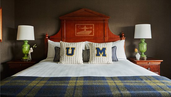 Bed with U-M pillows